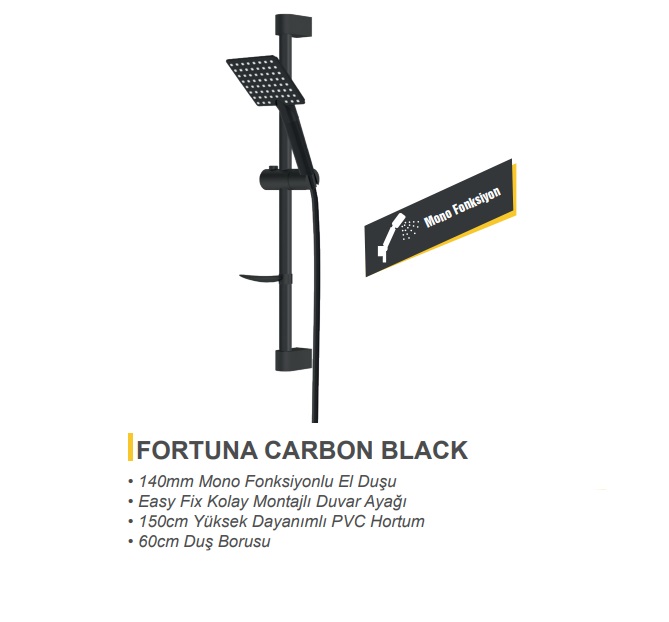 CROMEART FORTUNA CARBON SİYAH SÜRGÜLÜ DUŞ SETİ